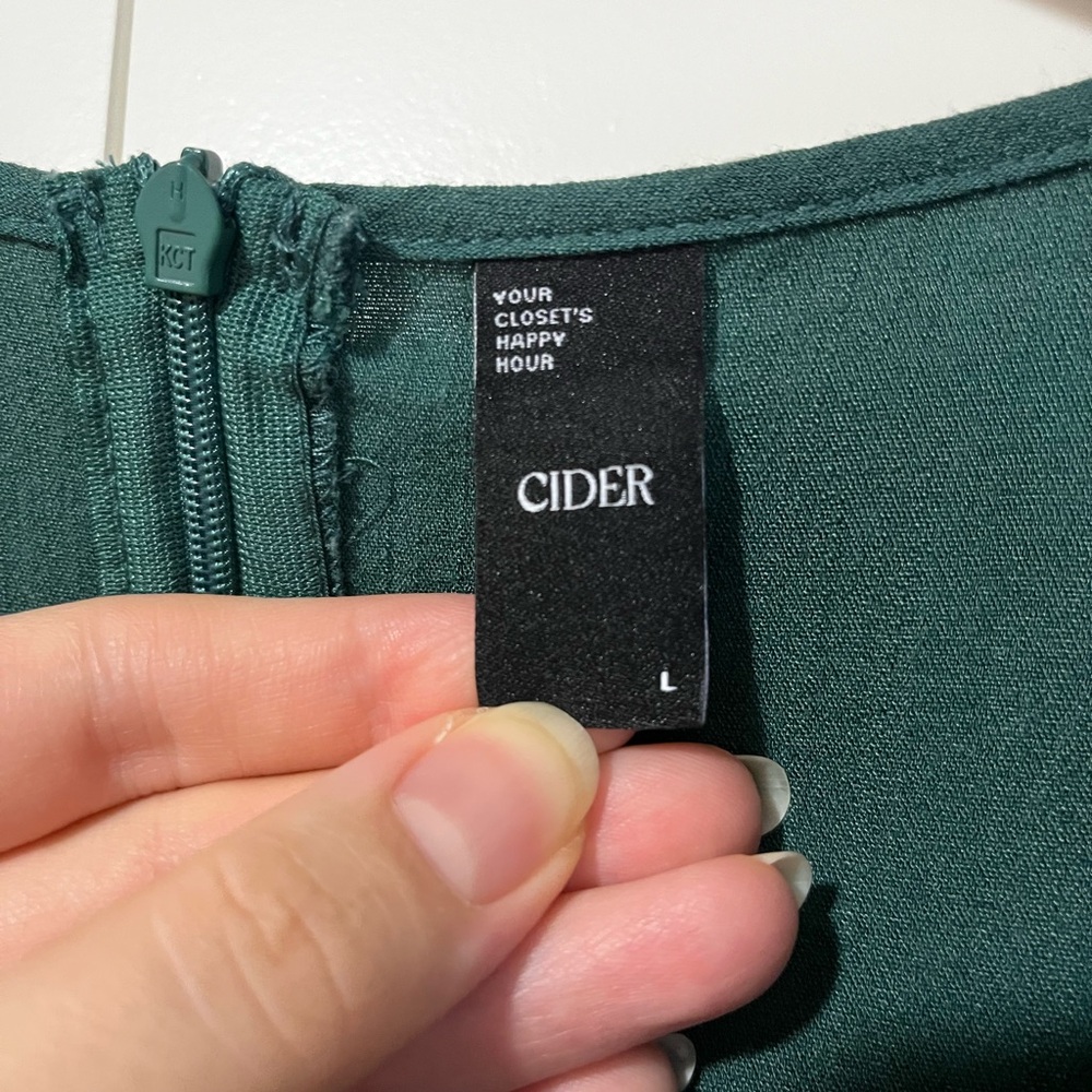 Cider Dark Green Midi Dress with Lace Bodice - Picture 2 of 3